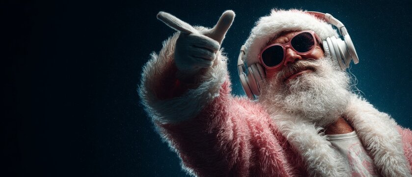 Groovinâ€™ with santa: a night of dance and christmas cheer. Budget planning. Groovy santa dj: holiday vibes and music at a vibrant christmas party. Business metrics. Economic indicators.