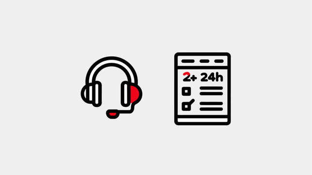 Customer service headset and quick response checklist icons, symbolizing online support, fast delivery, and efficient communication solutions.