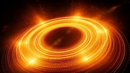 Visualization of a black hole, glowing, rings around it with a black background concept - Powered by Adobe