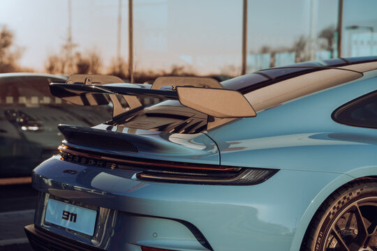 Porsche 911 GT3 RS sports car wallpaper, blue vehicle luxury German automobile