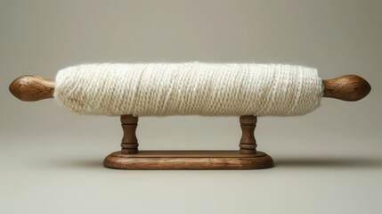 a single loom shuttle tool placed on a minimal white surface, photorealistic view and clean backdrop