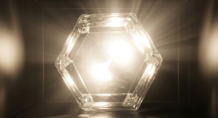 Hexagonal Glass Object with Intense Light Emission and Refraction