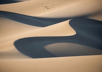 Sculpted sandscapes a dance of light and shadow across endless desert dunes