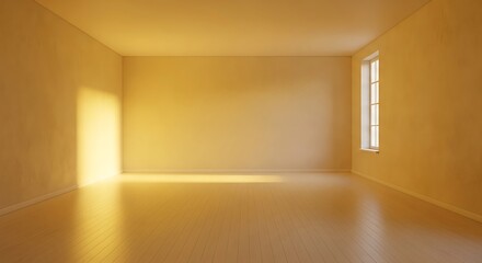 Sunlit room with wooden floor and window featuring a golden atmosphere