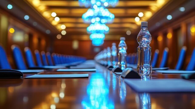 Conference Room Table Set for Meeting