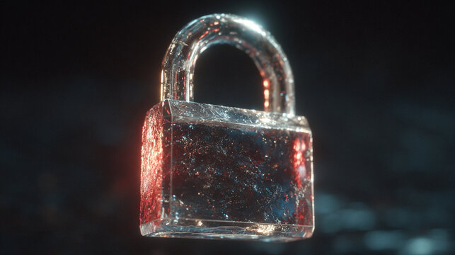 A floating holographic padlock represents data protection, cybersecurity, and digital security, symbolizing trust, encryption, and safeguarding information in a futuristic setting.
 - Powered by Adobe