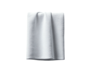 Clean, crisp white towel neatly folded on black background