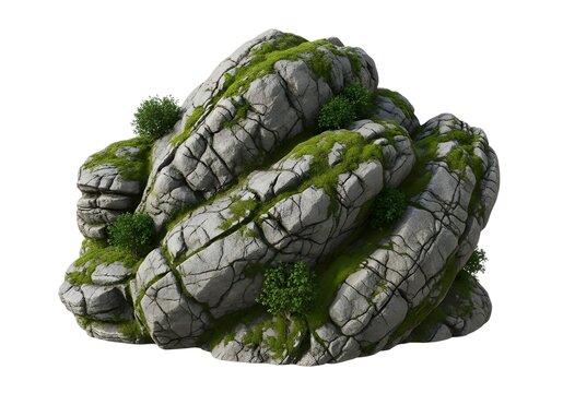 Rock formation with moss and small trees