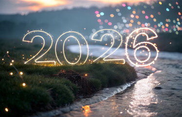 2026 Sparkler New Year Celebration in Forest Happy New Year