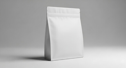 Blank white resealable pouch, a product packaging mockup for branding and marketing