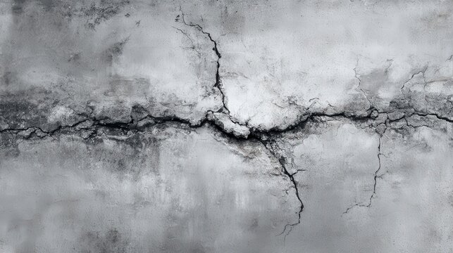 Horizontal Crack in Gray Concrete Surface - Monochrome Texture