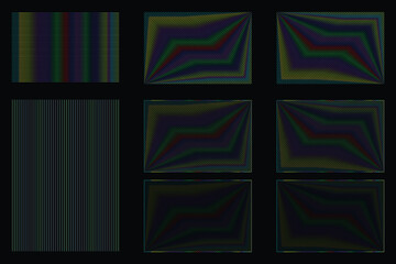 Minimalist Hatch Pattern Set Seamless Geometric-Line Textures and Glitch Noise Abstract Background - Digital Distortion Art with VHS Scan lines.