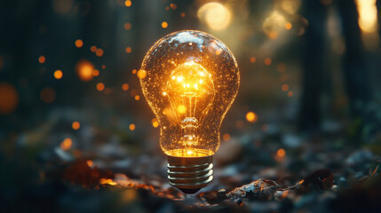 Light bulb made of pixels with floating ideas around symbolizing innovation creativity brainstorming digital thinking and conceptual visualization of imagination and modern idea generation