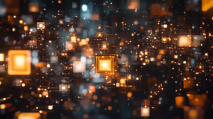 A surreal architectural structure formed from floating emotion-particles—glowing fragments of color, light, and texture drifting together into towers and arches in a soft, dreamlike atmosphere.