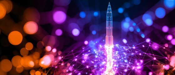 Advanced trajectories: the launch of an intercontinental arsenal. Digital network. A missile's launch on a clear day: transparency in modern warfare. Cyber intelligence. Ai dataflow.