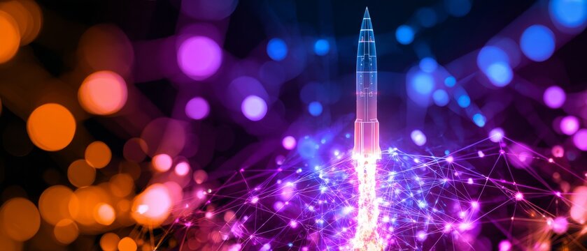 Advanced trajectories: the launch of an intercontinental arsenal. Digital network. A missile's launch on a clear day: transparency in modern warfare. Cyber intelligence. Ai dataflow.