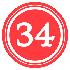 Fototapeta premium Red circular design with number '34' at the center