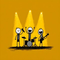 happy new year celebration stick figure illustration