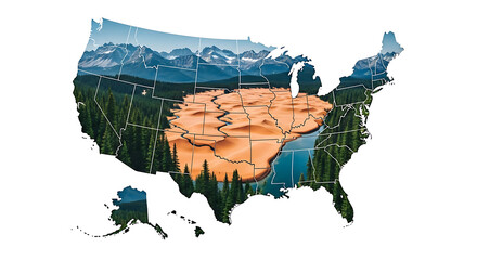 Artistic USA Map Filled with Natural Landscapes