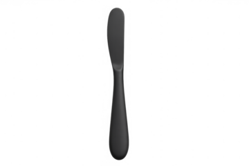 Black butter knife for spreading food, kitchen utensil and elegant flatware for dining, transparent background