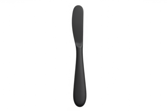 Black butter knife for spreading food, kitchen utensil and elegant flatware for dining, transparent background