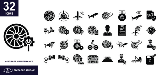 Aircraft Maintenance glyph icon set  © okta