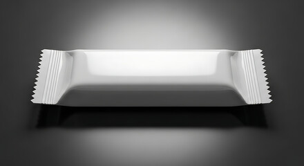Blank White Flow-Wrap Packaging Mockup for Snack or Candy Bar, Ideal for Product Design and Branding Presentation