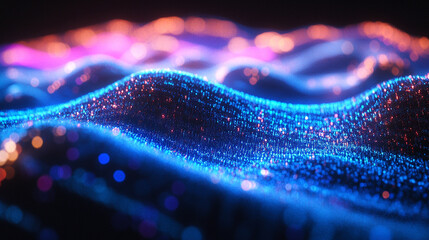 Glowing particle streams flow across a stylized cityscape, symbolizing shifting collective sentiment and emotional energy moving through an interconnected urban network.