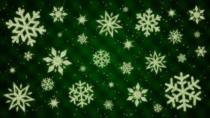 Beautiful Shining Snowflake Illustration Wallpaper on Green Background