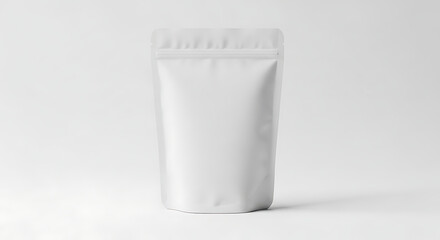 Blank White Stand-Up Pouch Mockup Isolated on Clean Background for Food Product Packaging Design