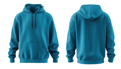 Teal hoodie, front and back views (1)