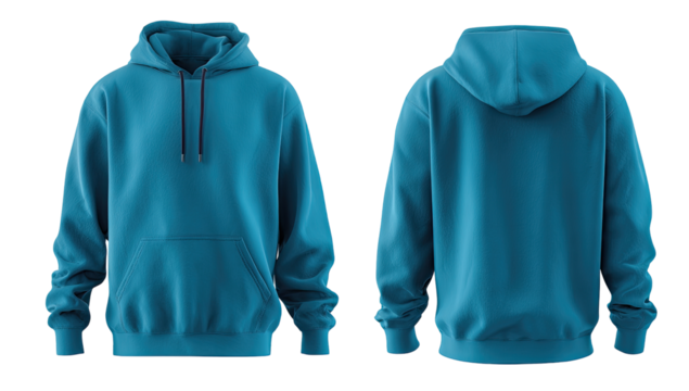 Teal hoodie, front and back views (1)