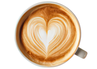 Latte art heart design in a cup
