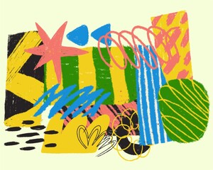 Abstract scribble fun doodle background brushstroke lines colorful pattern