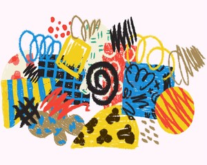 Abstract sketch doodle background brushstroke lines colorful pattern