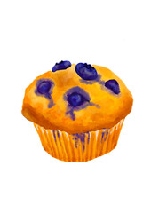 blueberry muffin oil pastel illustration
