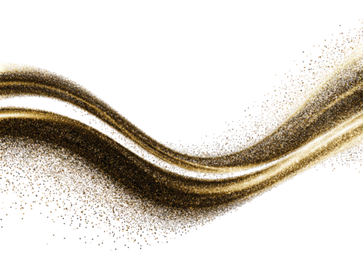 Gold liquid waves with glittering particles