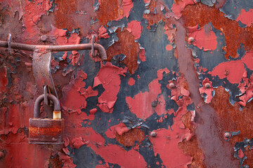 Rusty Red Metal Door with Lock