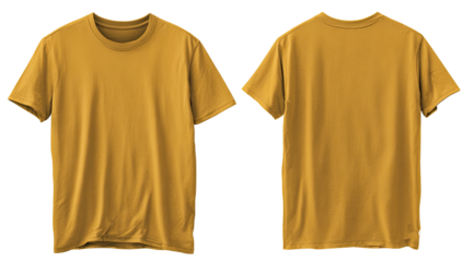 Mustard yellow t-shirt front and back view