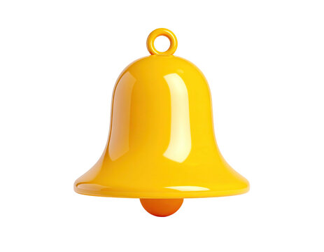 Glossy, smooth, yellow bell with a round loop on a dark backdrop