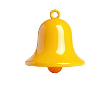 Glossy, smooth, yellow bell with a round loop on a dark backdrop