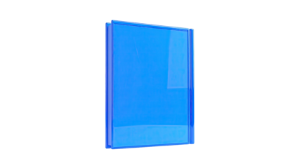 Blue tinted rectangular pane glass, black background