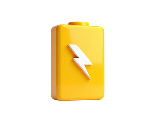 Glossy yellow battery icon with white lightning symbol