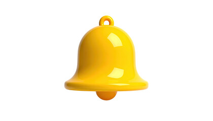 Glossy yellow bell with a clapper, isolated on black