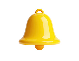 Glossy yellow notification bell icon, isolated on black background