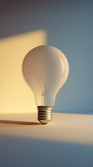 Illuminating Lightbulb Against Pastel Background