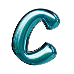 Naklejka premium Alphabet number and symbol 3d word render Teal Blue Chrome Glossy Tubular Symbol