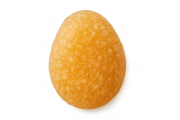 Yellow sugar candy easter egg with a sugary texture, sweet confectionery treat for holidays and snacking, transparent background