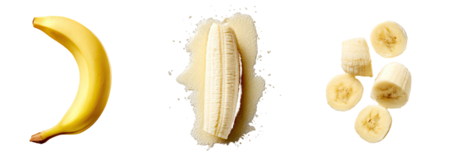 Whole and sliced bananas