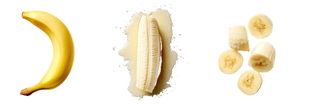 Whole and sliced bananas